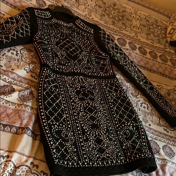 Iridescent black studded mini dress - Picture 3 of 5